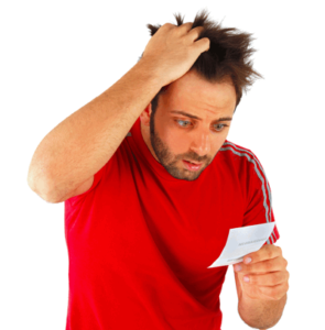 man panicking with bet slip