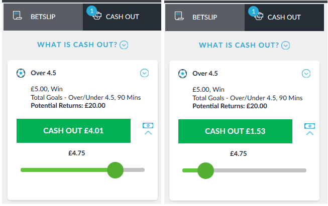 screenshot example of a partial cash out