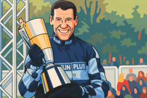 richard johnson jockey illustration holding trophy