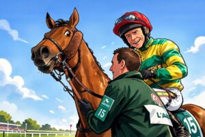 mark fitzgerald grand national win cartoon like image