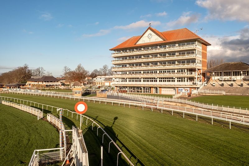 York Racecourse with Grandstand and paddock at the course winning post